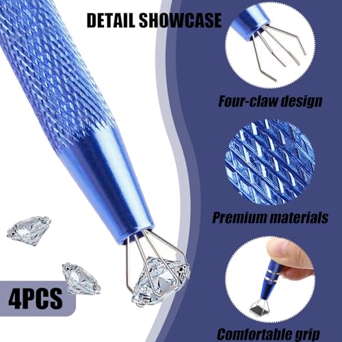 4 stuks Piercing Ball Gripper gereedschap, Mini Pen Roestvrij stalen parel Gripper pickup gereedschap kleine onderdelen pick-up Claw Tweezers Piercing assistent Pen voor sieraden Craft 3