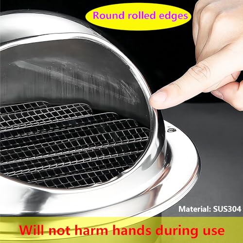 Roestvrij staal Ventilatie Grille, Uitlaatlucht Ventilatie met Insect Bescherming, Uitlaatkap, Ventilatie Grille, Balvorm, voor Uitlaat, Ventilatie, 130 mm, Weerbestendige Grille 4