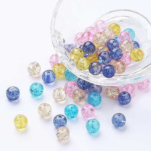 100 st. 8mm Crackle Glas Crystal kralen voor sieraden maken Craft Kralen Spacers Crystals Random Mix Kleur voor armbanden Oorbellen Kettingen