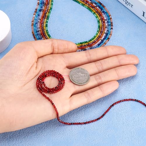 9 Strands 2mm ronde glazen kralen, kleine pony kralen, Facet kristalglas, Losse kralen voor doe-het-zelf ambachten, armbanden en sieraden maken 5