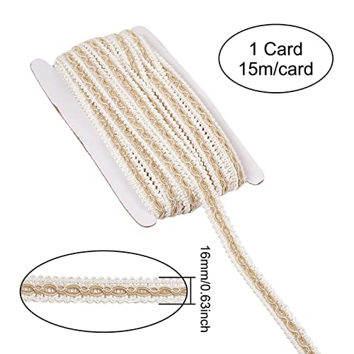 16,4 Yards Fringe Trim Lace 16mm Polyester Ribbon Gimp Braid Trimmen voor kostuum gordijn stoelen Naaien sieraden maken DIY bekleding decor materialen, Linnen kleur 5