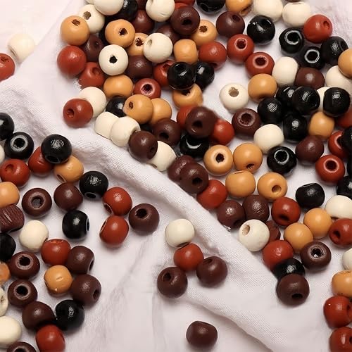 500 st Assorted 10mm houten kralen kleuren Vintage ronde natuurlijke houten kraal Macrame Spacer houten kralen voor ketting armband makenDIY Handgemaakte decor (10mm) 5