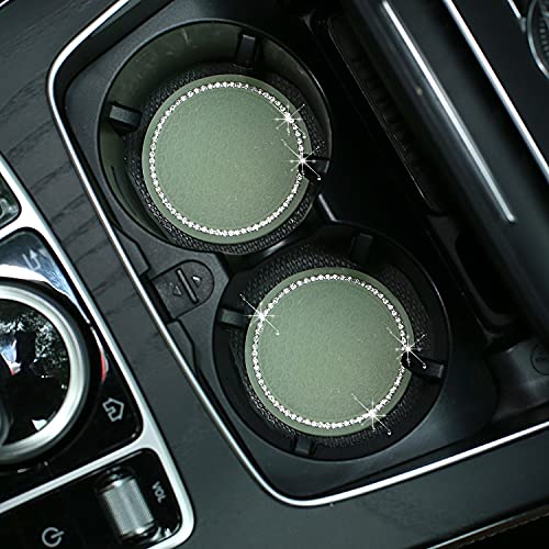 Bling auto verlichting Lichtgevende Coaster, Lichtgevende Glitter Cup houder Crystal Rhinestone Bling Auto Accessoires Cup houder Pad Can houder Auto-decoratie Accessoires Interieur 7 cm 4 stuks wit 3