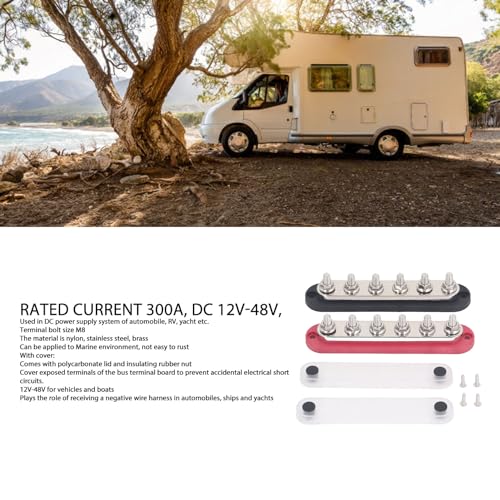 2Pcs M8 300A 12-48V Bus Bar Power Distributie Blok Automotive Marine Batterij Busbar Terminal Blok met Hoes