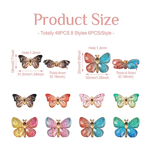 Vlinders Charms Hangers Hars vlinders Dangle Charms Kralen Vlinder Platte Terug Ornamenten voor oorbellen sieraden ambachtelijk maken, Hars, Hars, Hars, hars 3