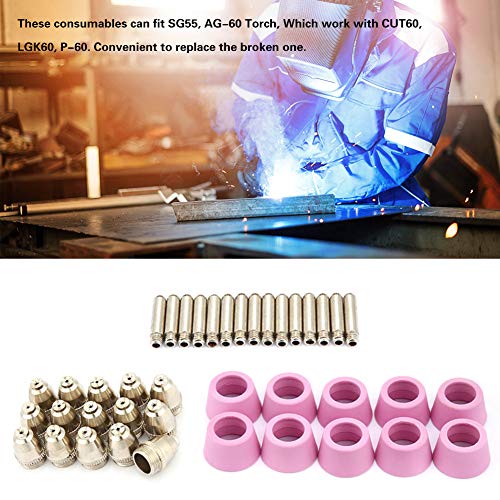 Industriële Supplies 40PC/Set Ag60 Sg55 Plasma Cutter Cutting Torch Verbruiksgoederen Elektrode Nozzles Cups Kit, Industriële gereedschappen 5