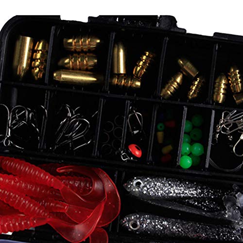Hulpmiddel 138st Vistoebehoren Kit, Inclusief Jig Hooks, Bullet Bass Casting Sinker Gewichten, Diverse Vissen Snivels Snaps, Sinker Slides, Vislijn Kralen, Visset met Tackle Box 3