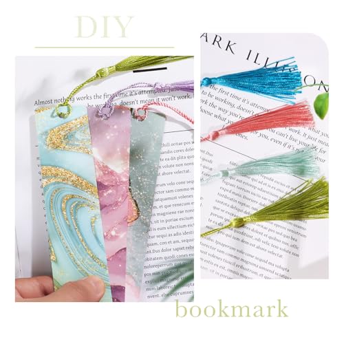 12 st. Papieren bladwijzers Marble Design Book Marker Vintage Book Mark met Tassels voor mannen Vrouwen Boek Lovers Stationery Bookish Reading Supply 4