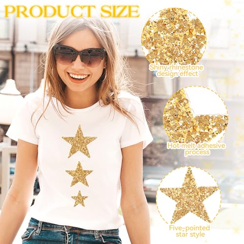 Verpakking van 24 Star Iron-on platen, Gold Rhinestones, Sterren voor Strijken op Rhinestones, Star Appliques, Glitter Star, Sew-on op Iron-on platen, Strijkplaten voor Strijken On
