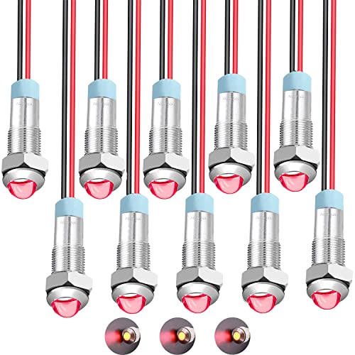 10 stuks 110-220 V 6 mm 1/4 inch AC LED-indicator van metaal, rood LED-paneel, indicatorlamp 110 V, voor bestelwagen, boot en andere universele voertuigen