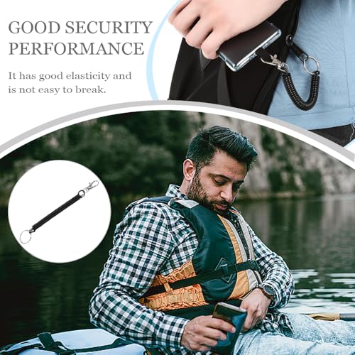 6 stuks Stretch Spiraalsleutelhanger met Clip Plastic sleutelhanger Spring sleutelhouder Uitbreidbare veiligheid Spring sleutelhouder Anti-diefstal Anti-Loss voor mobiele telefoons, zwart 5