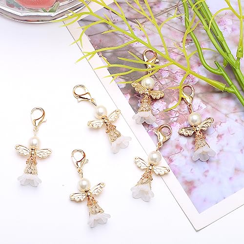 Sleutelhanger Engel van Parels, Guardian Angel Lucky Charm, Guardian Angel Keychain, Guardian Angel Jewelry, Christenhanger, Doop Giften (B-KC Gold), Zink 5