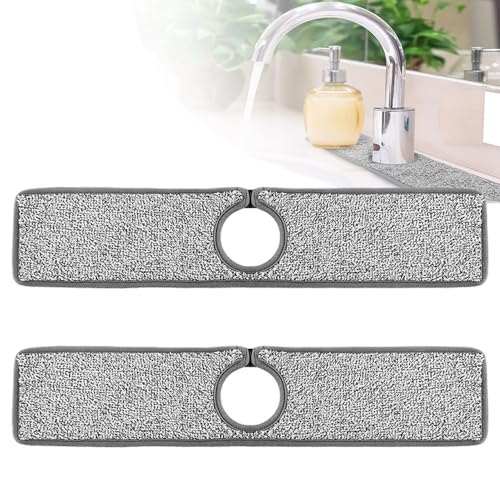2 stuks Faucet Absorberende Mat, Countertop Splash Pad Wrap Faucet Sterke Absorberende Mat Roze Faucet Wraping Mat voor RV Bar Keuken Countertop Badkamer (Grey)