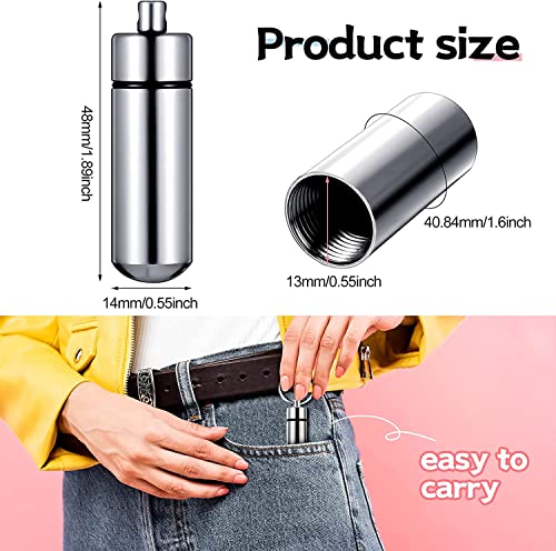12 st. Keychain pil Box, Mini aluminium pil Box, waterdichte Organisator geval Portable Container Keychain + D Shaped Keychain voor Outdoor Travel Camping (2