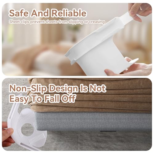 4 st Onzichtbare Lad Bed Cover Fixer, Sheet Holder met vergrendeling Strips, Sheet Holders voor beddengoed, Inbouwvel Clips met Lock Strips, Bed Sheet Grippers, Non-slip Locking Sheet Clamps 3