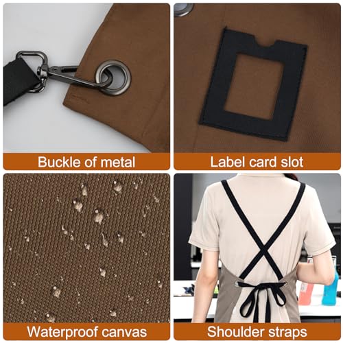 Women's Kitchen Apron 67 x 90 cm BBQ Apron Kookschort Waterdicht Verstelbaar Keln Apron Kapper Kunstenaar Apron met 2 Pockets 4