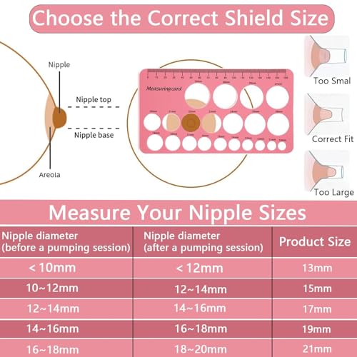 Tepellijn Flange insert Kit, zacht silicone Flange Maatmeting Tool, tepellijn Kit Set 13 15 17 19 21mm, voor moeders, Inclusief 1,5M Tape 4