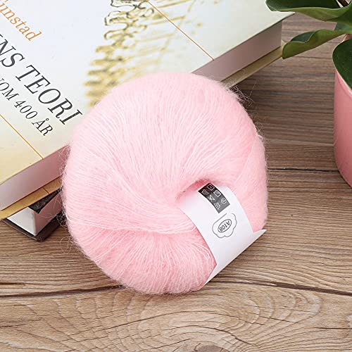 Mohair wol bal 100% nieuw, zacht mohair breien wol garen DIY Sjaal sjaal haak draad supplies(Roze)