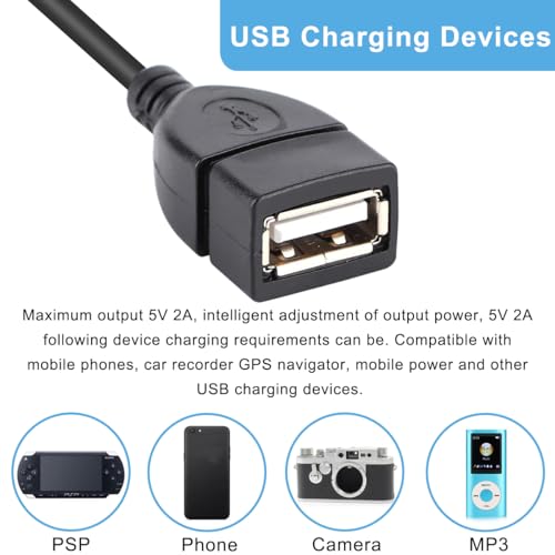 OBD naar USB-stroomkabeladapter, 16 Pin OBD2 Plug naar USB-Vrouwelijke Power Charging-kabel, OBD2 naar 5V 2A USB-connector 12V, 24V, 36V naar 5V, 2A met schakelknop, voor auto 5