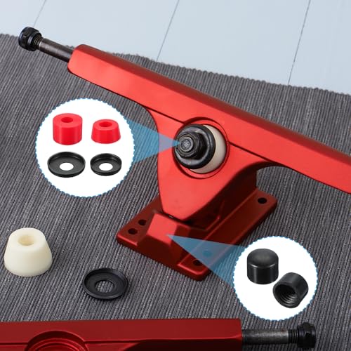 Skateboard Bushings, 90A PU Long-Board Truck Rebuild Kit Bushings Wasmachines Pivot Cups voor buiten skateboard onderdelen, rood 3
