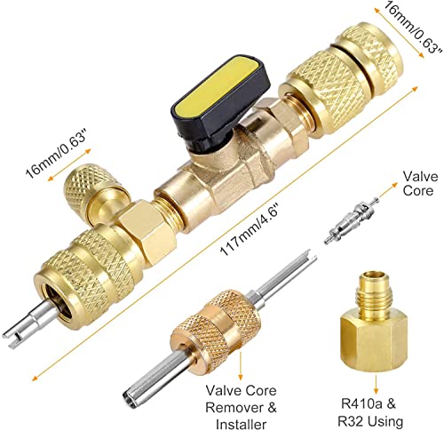 Sea R410A R22 Valve Remover Installer Tool met Dual Size SAE 1/4 en 5/16 Port voor R404A R407C R134A R12 R32 HVAC System