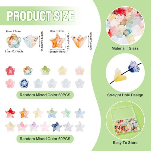 120 st. Verschillende Bloemen Glazen Kralen Spray Geschilderd Glas Spacer Kralen Bloem kralen Caps sieraden Kralen Bulk voor DIY Crafts Levering armband sieraden maken 4