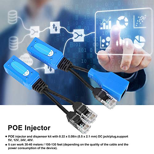 2Pcs POE Adapter Connectors Splitter RJ45 Combiner Power Cable Kit voor ethernet camera, Beveiliging IP Cam met vrouwelijke naar mannelijke draad 4