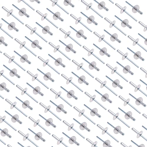 4.8mm x 16mm Large Flange Rivets, 100 Pack - Blind Rivet, Large Dome Rivets met aluminium behuizing en stalen Mandrel Doll Rivets voor Tinplate, Metalen bevestiging - Push Rivets 5