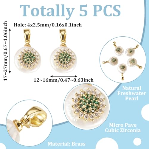 Natural Cultured Parel Hangers Vintage Parel oorbellen Charms met Cubic Zirconia Nuggets met Flower Classic Parel sieraden bedels voor DIY ketting oorbellen 4
