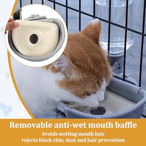 Hondenkooi Waterfles, Hondenwater Dispenser, 480ml Honden Drinkfles, Honden Drink Fontein, Automatische Water Bowl voor Kat Honden Konijn, Dier (Grijs) 4