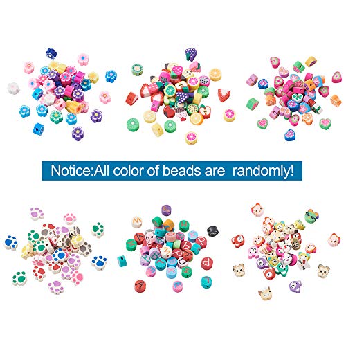 300 st. Polymer Clay Kralen Gemengde Fruit Dieren Bloem Thema Kralen Zachte Pot Kralen met armband koorden en Kralen Draad voor sieraden maken ketting