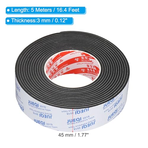 5M Afdichtingsschuimtape, 45mm breed, 3mm dik, Single Side Weather Stripping Deur Meubilair Afdichtingsstrip voor ruitenbuizen Isolatie, Zwart