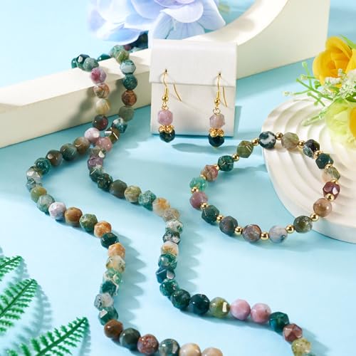 2 Strands Natuurlijke Indiase Agaat kralen 8mm Facet Ronde Edelsteen Stone Losse kralen onderdelen voor DIY armband ketting oorbellen sieraden maken 3