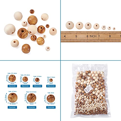 1010st Natuurlijke houten ronde kralen 2 stijlen 7 maten houten bal Spacer Losse kralen voor ambachten DIY sieraden armband ketting maken handgemaakte decoraties 4
