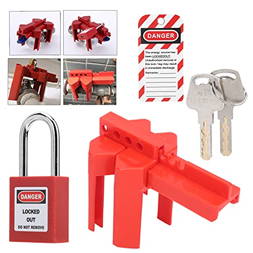 Lockout Tagout Lock Kit Inclusief veiligheidshangslot, waarschuwingsetiket, Ball Valve Lock en sleutels-38mm Lock Bar Lengte, toepasselijke Pijp Diameter is 13-64mm 4
