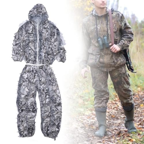 Sneeuw 3D Leaf Suit Sneeuw Ghillie Kostuum jacht Ghillie kostuum winter Ghillie Costume Camo Ghillie Kostuum Snow Camouflage Suit Hunting Ghillie kostuum voor sneeuw 3