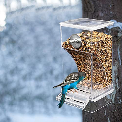 QCSTORE Automatic Feeder Dispenser Bird Feeder Transparant Water Dispenser Drinkfles voor Budgies Canarische Eilanden Cockatiels Finches Feeding Station 4