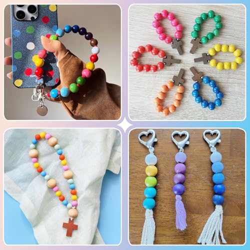 415 Stuks Rozenkrans maken Kit Cross Pasen kralen 12mm Assorted kleur Houten Ronde Kralen Bulk voor ketting sieraden armband oorbellen DIY Vrouwen Craft Kerstmis Keychain accessoire 4