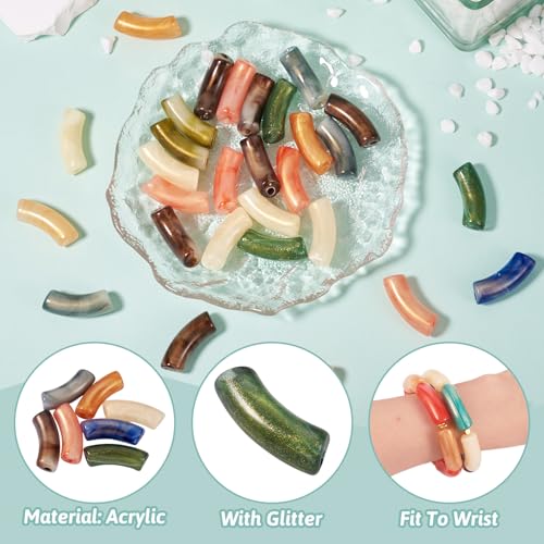 30 st Acryl gebogen kralen Twee Tone Twisted gebogen kralen acryl lange noedels kralen voor ketting armband sieraden maken 5