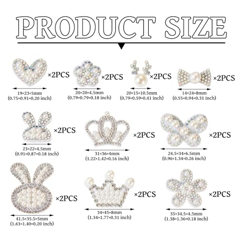20 st Rhinestone & Pearls Kleding ijzer op Patch Konijn & Vlinder borduren Kleding Patches leuke Bowknot Crown Appliques Patches kostuum Accessoires voor hoeden shoes shirts jas rugzakken 4