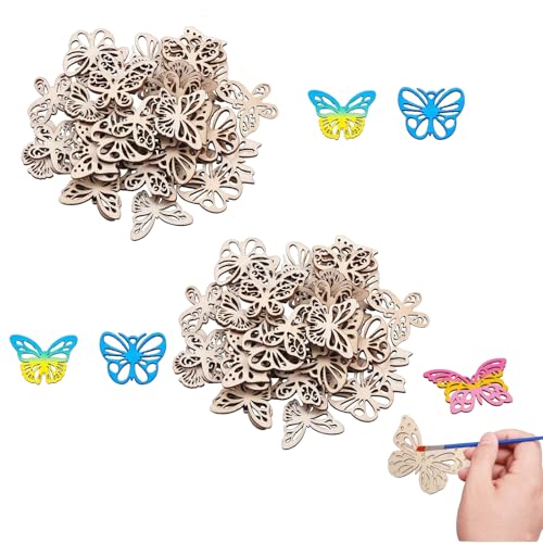 200PCS Vlinders Onafgewerkt Houten Uitsnijdsels Hout, Stukken Hout Versieringen Ambachten, DIY ambachten, Onafgewerkt Houten Vlinders Ambachten, Houten Ornamenten