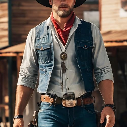 2 stukken Bolo Tie, Western Cowboy en Cowgirl Tie Vintage lederen Tie Handgemaakte hoed Veer ketting hanger voor mannen Vrouwen