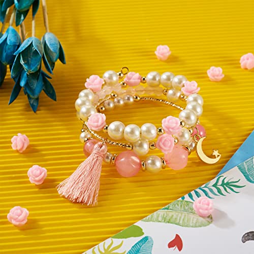 50 st. Roze Rozenkralen voor rozenkrans ketting geborsteld rozenbloem versieringen Voor Boeddha Mala sieraden maken armbanden oorbellen Scrapbooking