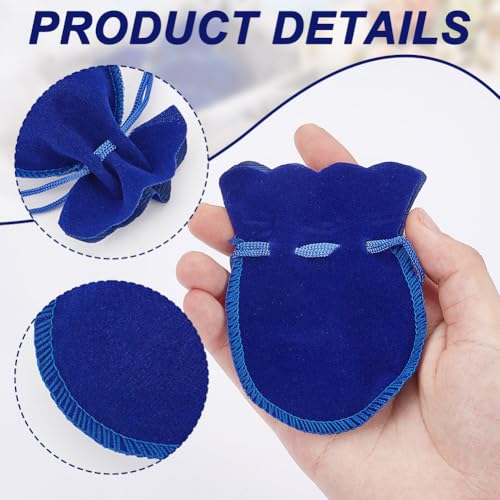 100st Velvet Tassen, 9.5×7.5cm Medium Blue sieraden tas voor Party Wedding Favor 5