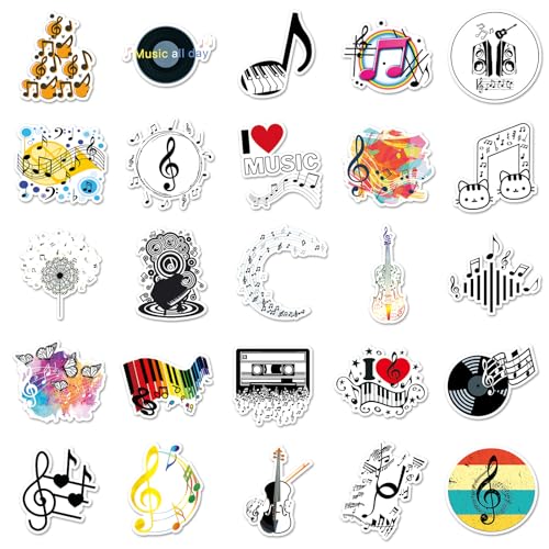 Muziek Muziek Sticker Set Stickers Kinderen Tiener 50 stuks Waterdicht Vinyl Decals Laptop Skateboard Kofferhelm Autofiets mobiele telefoon Motorrijwiel Scrapbook Geschenken dagboek muggen