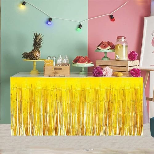 Decoratieve tafelrok, Decoratieve Tassel tafelrokje voor rechthoekige ronde tafel verjaardagsfeest (Goud) 4