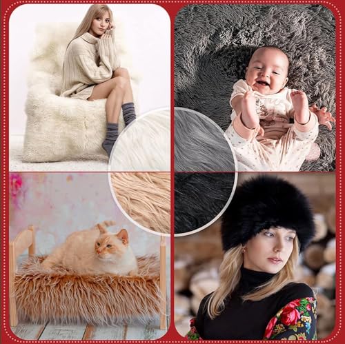 20cm x 180cm Fluffy Faux Fur Band Fur Stof, Faux Fur Stof Decoratie Lint Decoratieve Band Plush Trim Plush Band Bands voor het naaien van Kerstmis Decoratie, Wit 3