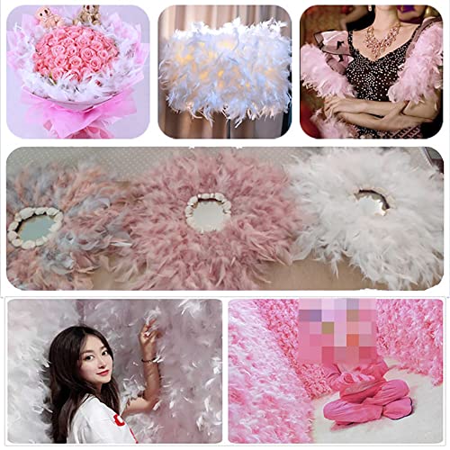 2 m 10-15 cm brede Fluffy Feather Border, Veren, Fringes, Veren Fringes met Satin Ribbon, Decoratieve Border, Naaiaccessoires voor DIY ambachten, Kostuums, Kleding, Marine Blauw 3