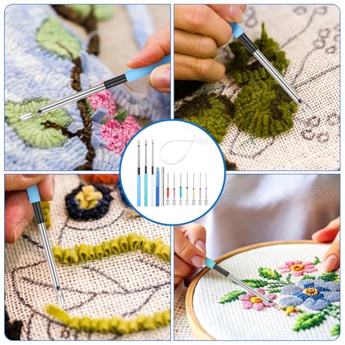 13 Piece Punch Naald Set, 10 maten Punch Naald Set, Borduur Starter Kit, Naald Threading borduren Set, Punch Naalden Set voor DIY borduurdraad, kruissteek Beginners 3