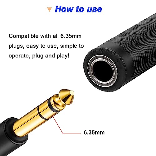 1/4" TRS/TS Vrouw aan Vrouwelijke Koppelaar, 6.35mm Jack Stereo Connector, TRS Stereo en Mono Jack Adapter Joiner for Speaker, Amplifier, Gitaar, met 6.35 Man tot 4